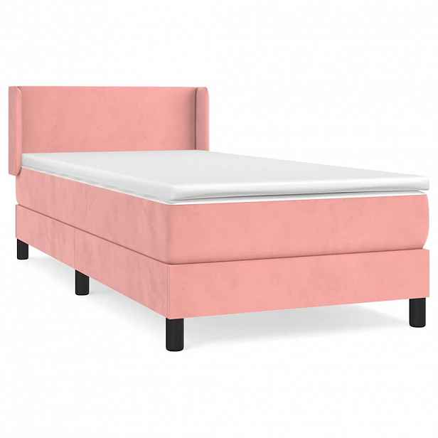 vidaXL Box spring postel s matrací růžová 90x200 cm samet