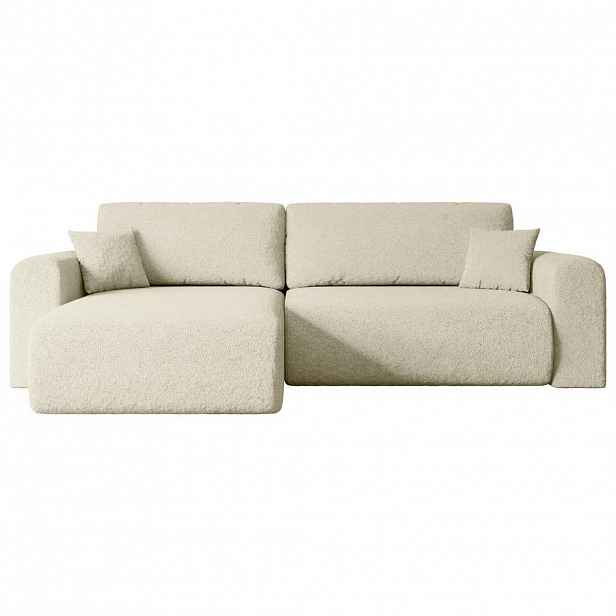 ALTDECOR ROHOVÁ SEDACÍ SOUPRAVA s funkcí lůžka a úložným prostorem ORRO-L – 272 × 145 × 83 cm, béžová buklé