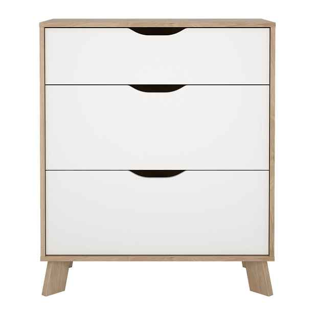 Bílá/v přírodní barvě komoda v dekoru dubu 79x92x40 cm Ikast – Tvilum
