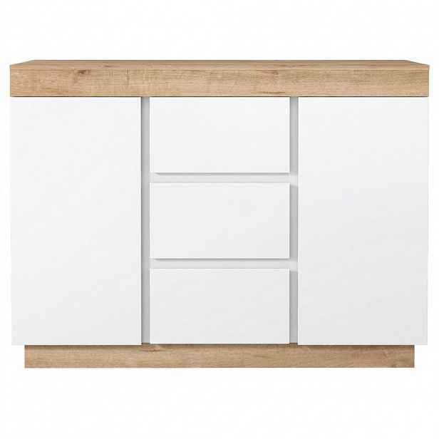 Urban Meuble SIDEBOARD bílý dub 120 cm 3 zásuvky 2 dvířka