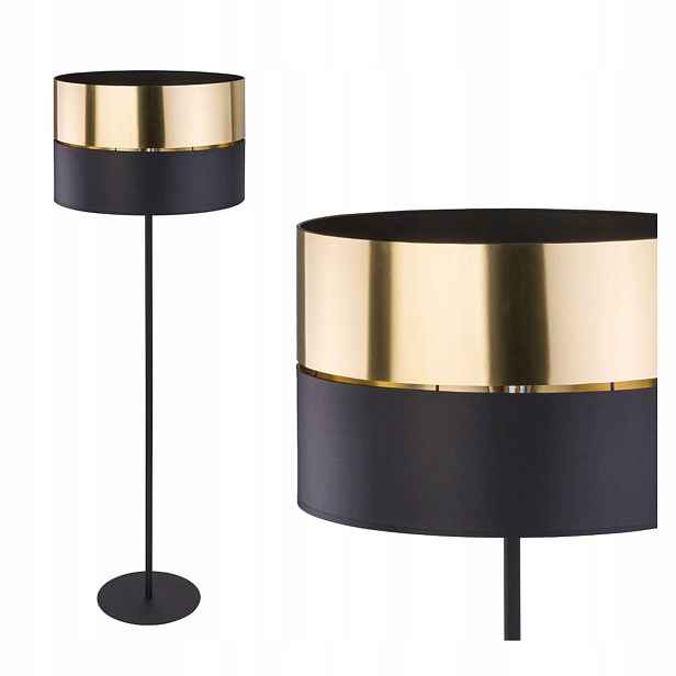 Stojací lampa Podlahová Černá Kov Látka 1xE27 Hilton 15W Tk Lighting