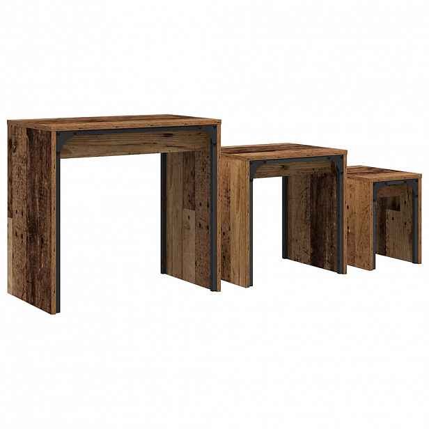 vidaXL Konferenční stolek 3 ks Staré dřevo 60 x 35 x 56 cm