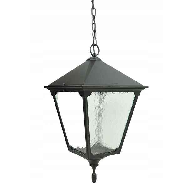 Venkovní závěsná terasová lampa černá skleněná na řetězu IP43 Su-ma