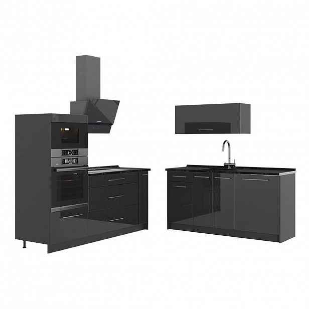 Vicco KUCHYNĚ Fame-Line, Antracitový vysoký lesk/Antracit, 340 cm, PD Antracit
