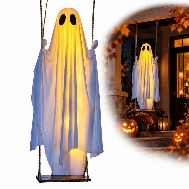 Duch na houpačce Halloween Závěsná dekorace Dekorace na verandu a zahradu