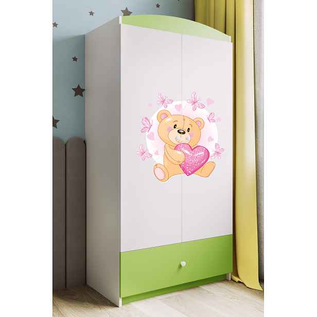 Kocot kids Dětská skříň Babydreams 90 cm medvídek s motýlky zelená