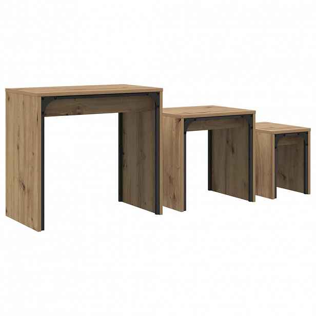 vidaXL Konferenční stolek 3 ks Artisanový dub 60 x 35 x 56 cm