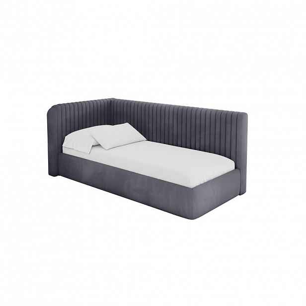 ALTDECOR JEDNOLŮŽKOVÁ POSTEL pro mládež s úložným prostorem, vpravo - AURY 80x200 tmavě šedá