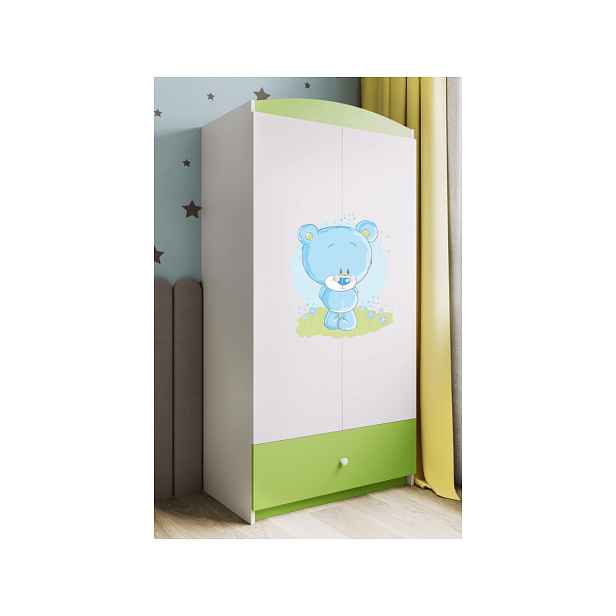 Kocot kids Dětská skříň Babydreams 90 cm medvídek zelená
