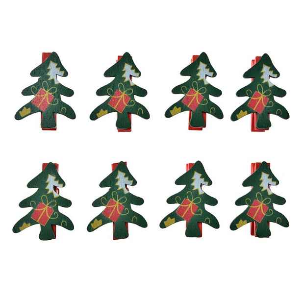 Set 8ks malý dřevěný kolíček se stromkem - 3*1*4 cm Clayre & Eef