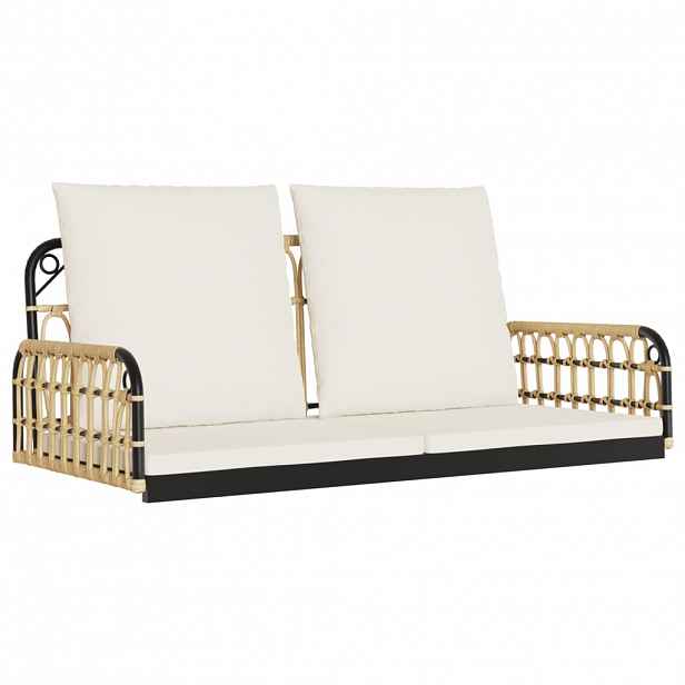 vidaXL Houpací lavice s poduškami 105 x 58 x 38 cm polyratan a ocel
