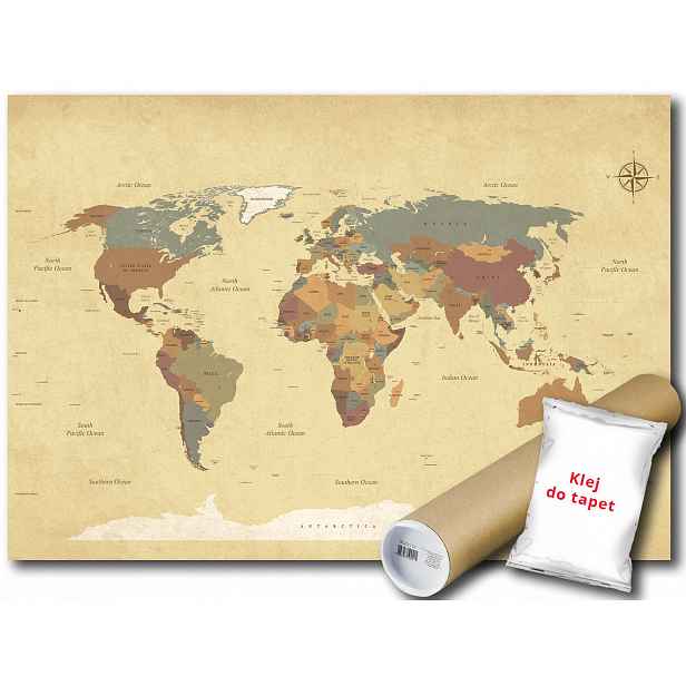 Vliesová fototapeta Mapa světa Vintage 416x290