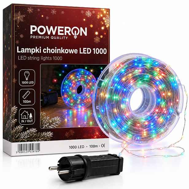 Vánoční Osvětlení Na Stromeček 1000 Led Drátky 100 m Multicolor Na Venkovní Vánoční Stromek