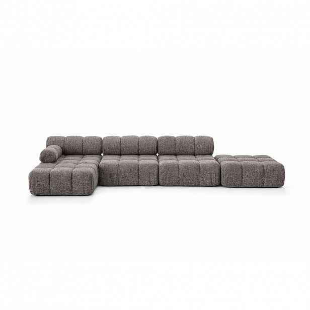 Kaiser Möbel ROHOVÁ SEDAČKA ve tvaru L XL, tkanina Bouclé Abriamo, Hnědá, Levá strana, Selia L XL