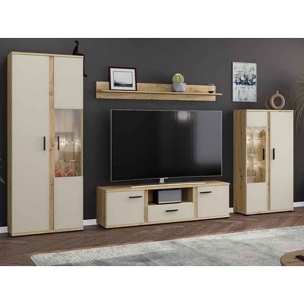 Obývací stěna Kanada, dub artisan/kašmírová béžová