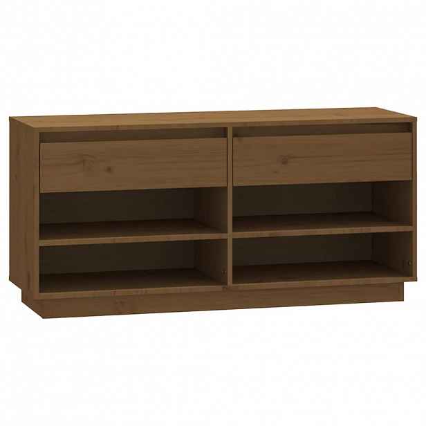 vidaXL Botník medově hnědý 110x34x52 cm masivní borové dřevo