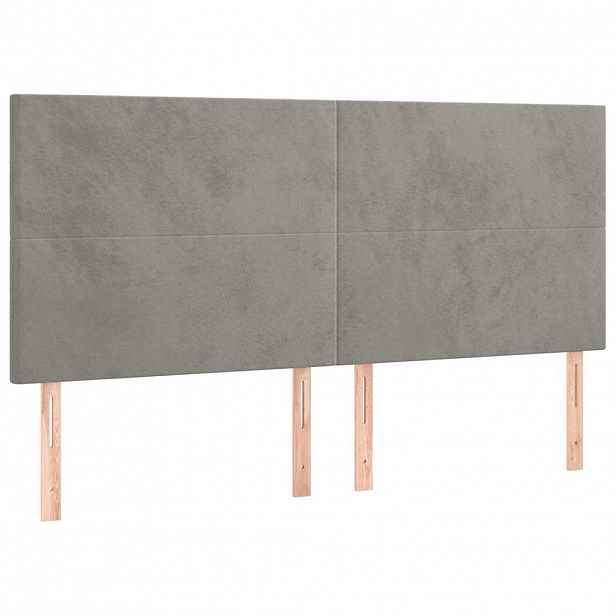 vidaXL Čelo postele světle šedé 200 x 5 x 118/128 cm sametové