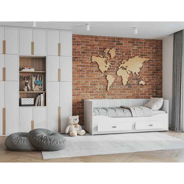 ArtAJ Rozkládací postel EMMELINE s matrací | bílá 80 x 200 cm