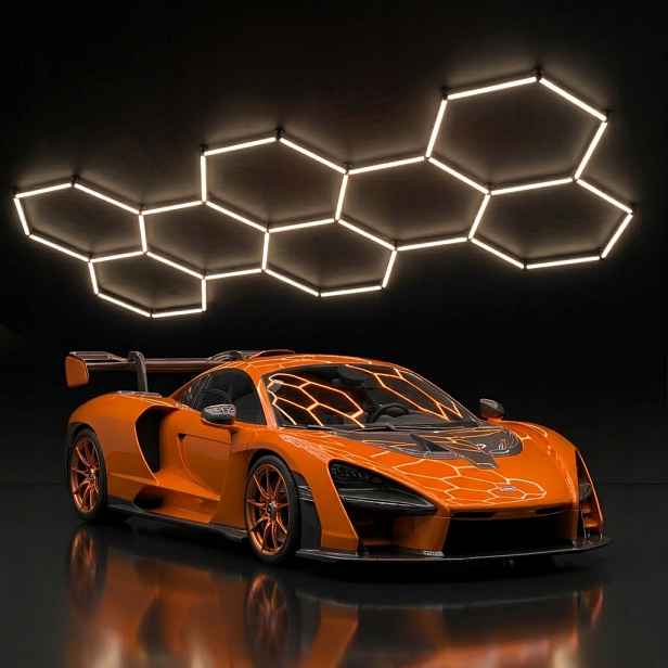 Stropní Svítidlo medová plástev Led černý Hexagon 8 245W 229x237cm studio 4000K