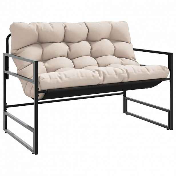 vidaXL Zahradní lavice s poduškou taupe 113 cm ocel