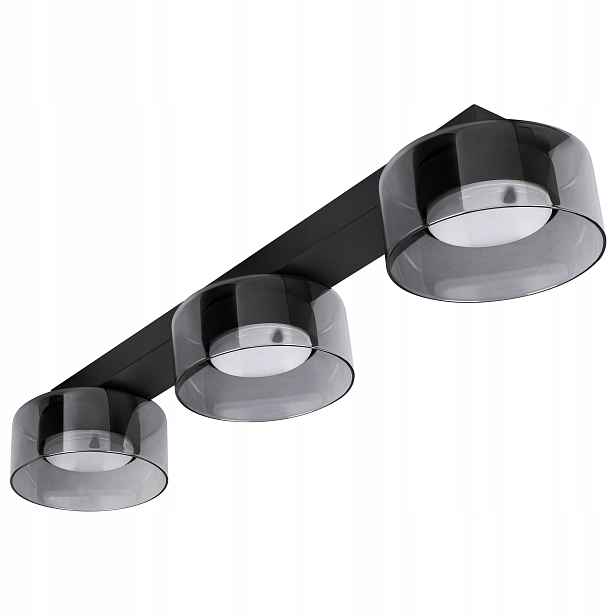 stropní svítidlo Led Nástěnné svítidlo 58 cm GX53 x3 kouřová černá skleněná