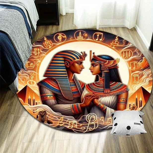 TEMU [800G/M2 Gramáž Křišťálový Samet] 1ks Hudební Noty a Egyptský Koberec Podložka pod Kancelářskou Židli Koberec pro Obývací Pokoj Ložnici Domácí