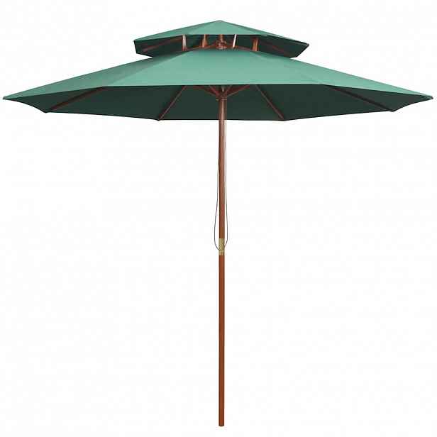 vidaXL Dvoupatrový slunečník 270 x 270 cm dřevěná tyč zelený