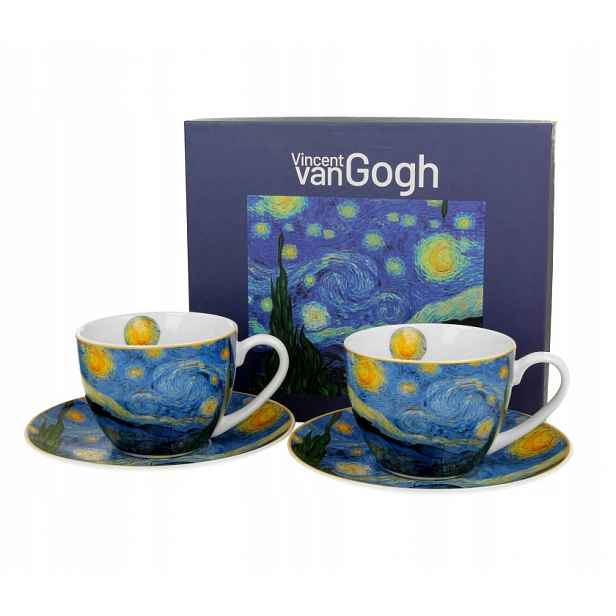 2 šálky na čajovou kávu Gogh porcelán hvězdy