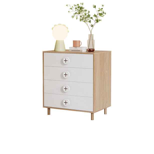 EVRYAE BOČNÍ SKŘÍŇ Kulatý s dřevěnými nohami ve stylu Boho, ratanový design, 50 kg, malý byt MDF