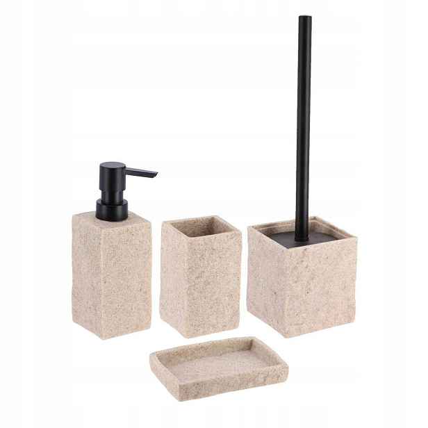 Koupelnová Sada 4 Dílná Ozdobná Sada Stone Wc Štětka Dávkovač