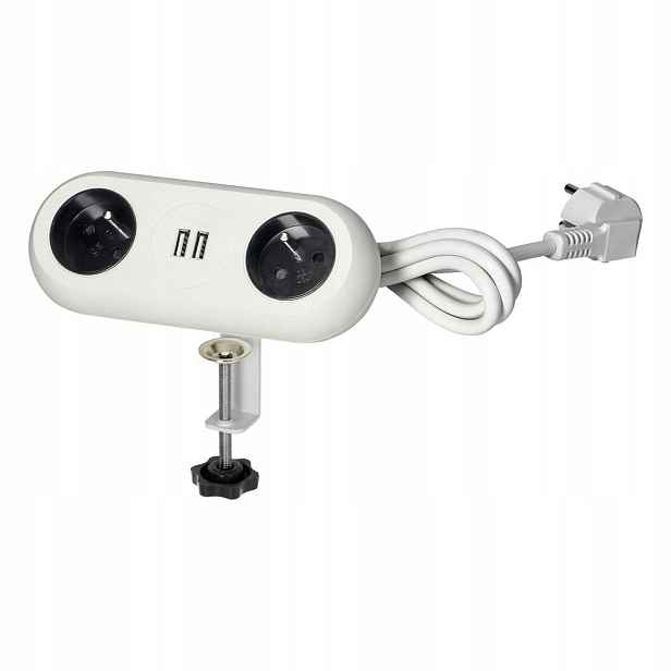 Stolní zásuvka 2x250V, 2xUSB OR-AE-13197/W