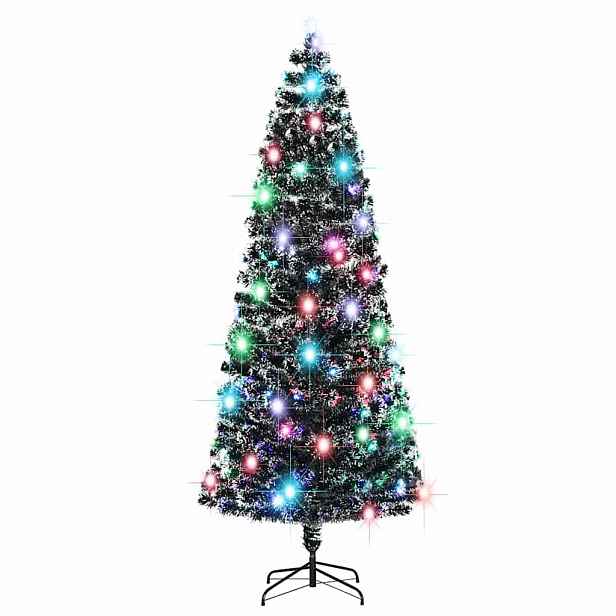 vidaXL Předem osvětlený vánoční stromek se stojanem a LED 240 cm optické vlákno