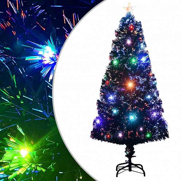 vidaXL Předem osvětlený vánoční stromek se stojanem a LED 120 cm optické vlákno