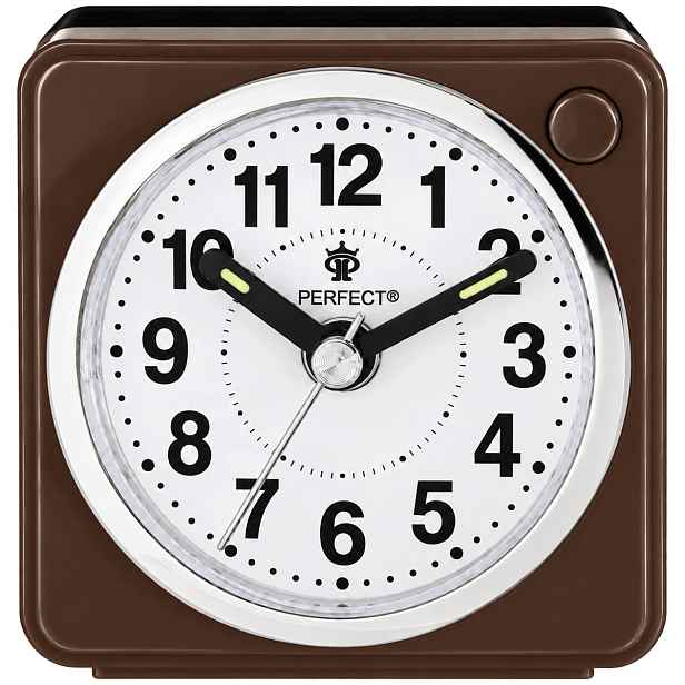 Budík Perfect Bb 06602 Hnědý Křemen Tichý Led Snooze