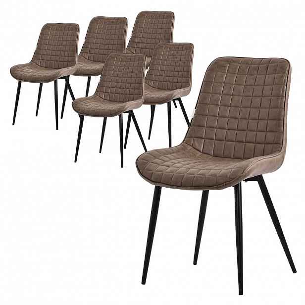 ML-DESIGN JÍDELNÍ ŽIDLE, sada 6 ks, hnědá, umělá kůže