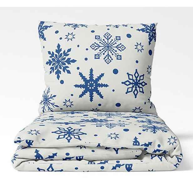 TOP Bavlněné povlečení WINTER COLLECTION 140x200+70x90 Modré vločky
