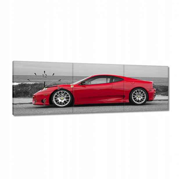 Hodiny 120x40 Červené Ferrari na pláži