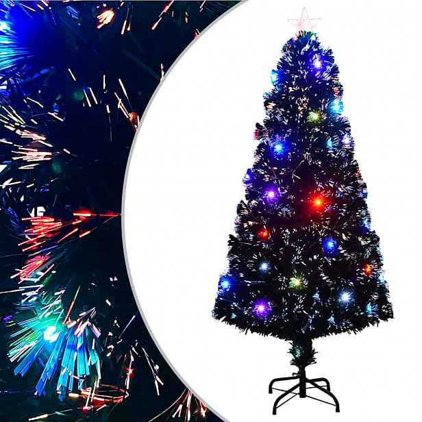 vidaXL Předem osvětlený vánoční stromek se stojanem a LED 150 cm optické vlákno
