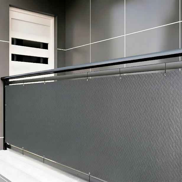 Balkonová zástěna PREMIUM výška 100 cm, šířka různé rozměry ratanový vzor grafitová, 240g/m2 MyBestHome Rozměr: 100x300 cm rozteč 50 cm
