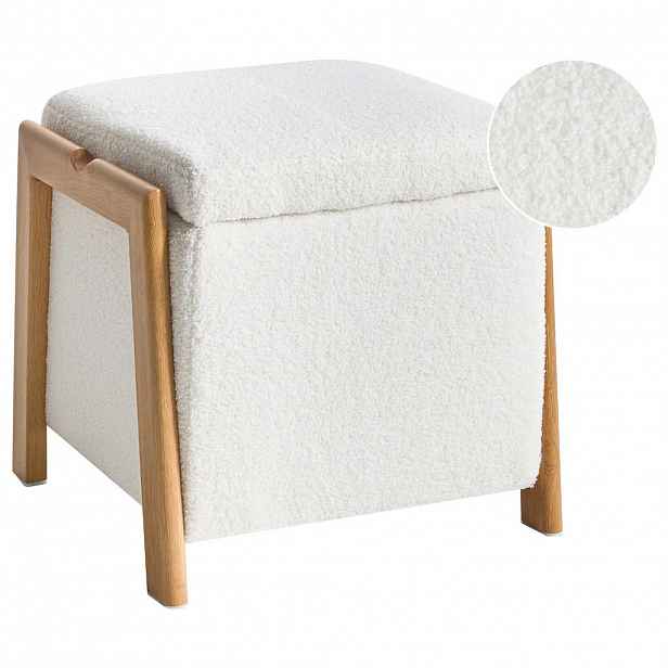 Beliani PUF s úložným prostorem Bouclé 45 cm Bílý Edland