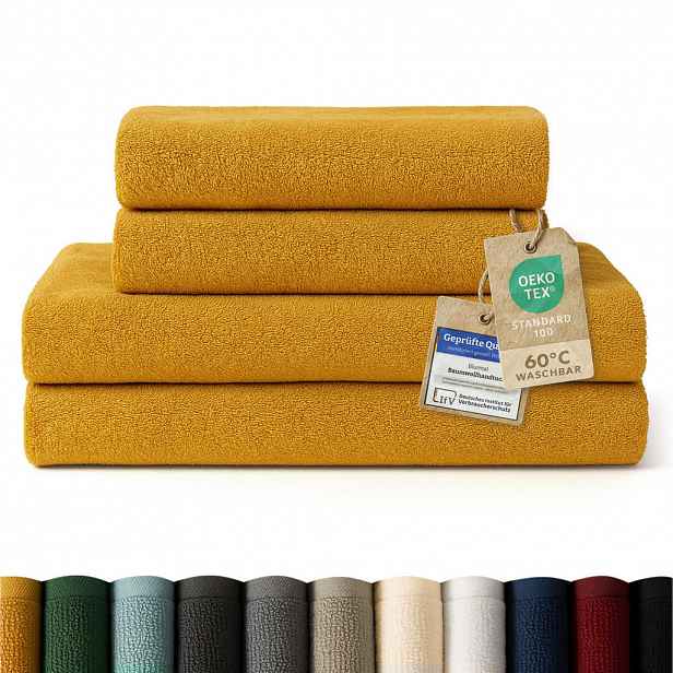 Blumtal OSUŠKA 4dílná sada, 2x osuška 70/140 + 2x ručník 50/100 cm, žlutá
