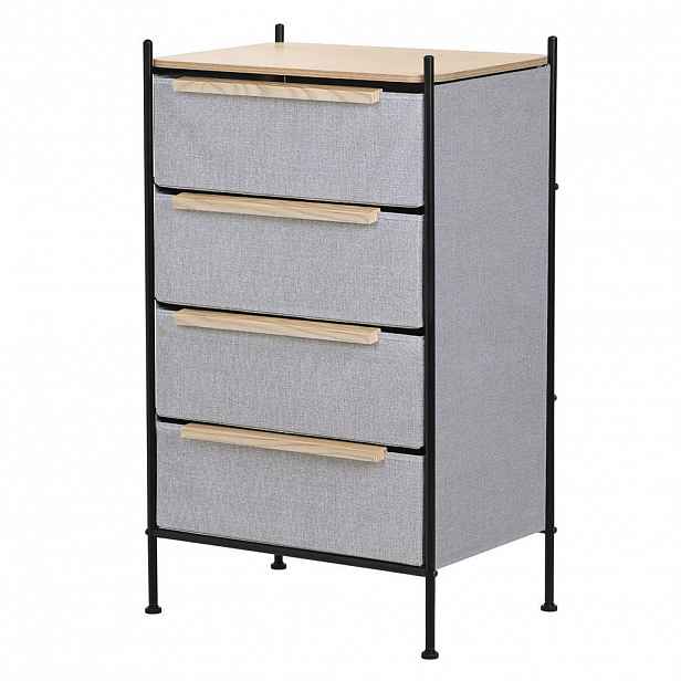 ML-DESIGN KOMODA se 4 látkovými zásuvkami 58x98x42,5 cm šedá