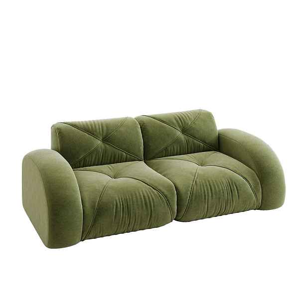 Redom MODULÁRNÍ pohovka 204/95/76 cm bez montáže s měkkým chenille potahem a 32D pěnou, Zelená