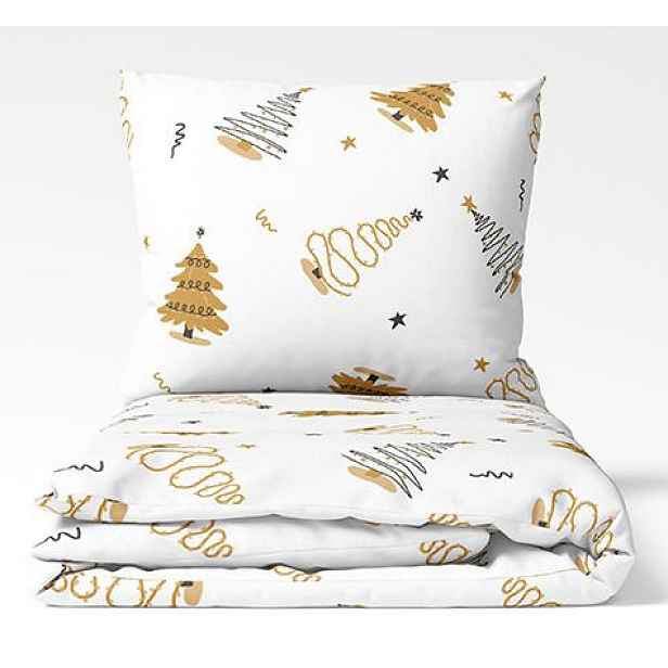 TOP Bavlněné povlečení WINTER COLLECTION 140x200+70x90 Zlatý stromeček