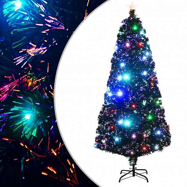 vidaXL Předem osvětlený vánoční stromek se stojanem a LED 180 cm optické vlákno