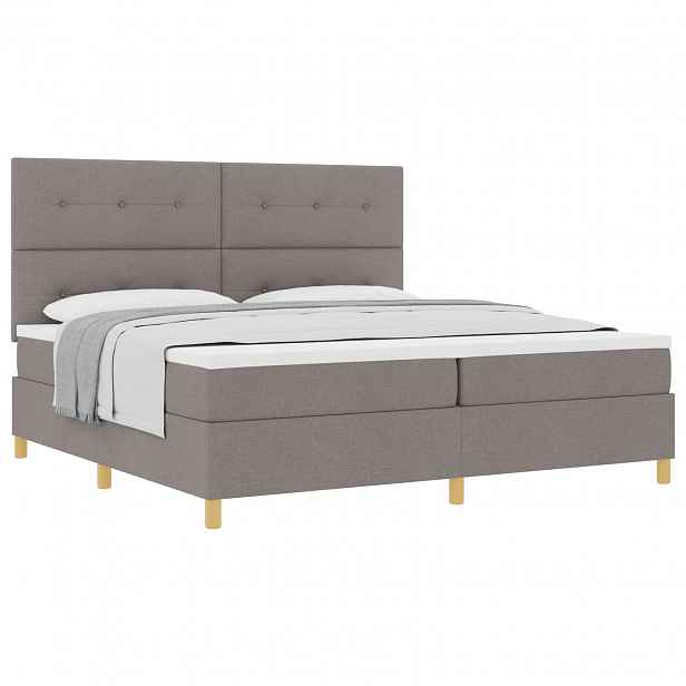 vidaXL Postel s boxspringem s čelo Taupe 200 x 200 cm textil