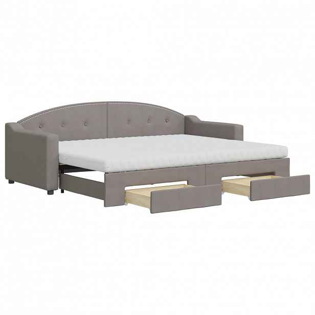 vidaXL Válenda s přistýlkou a zásuvkami taupe 80 x 200 cm textil