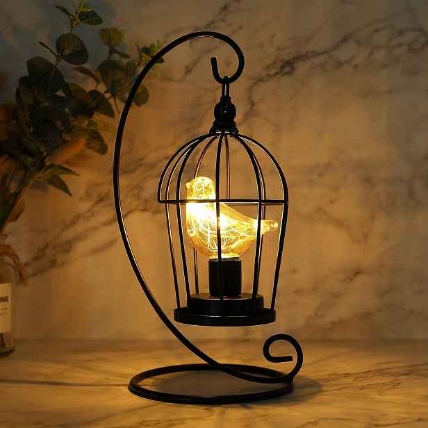 Dekorativní Stolní Lampa Klec pro ptáky bezdrátová na baterie.