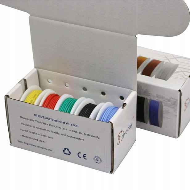 Silikonový kabel 22AWG elektrický kabel 5 x 10 Mt 5 barev Drátový Kabel