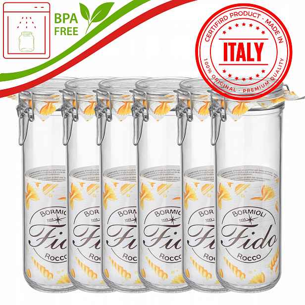 Sklenice s přezkou 1,5L Bormioli Fido Rocco zavařování zavařeniny 6 Ks 1460